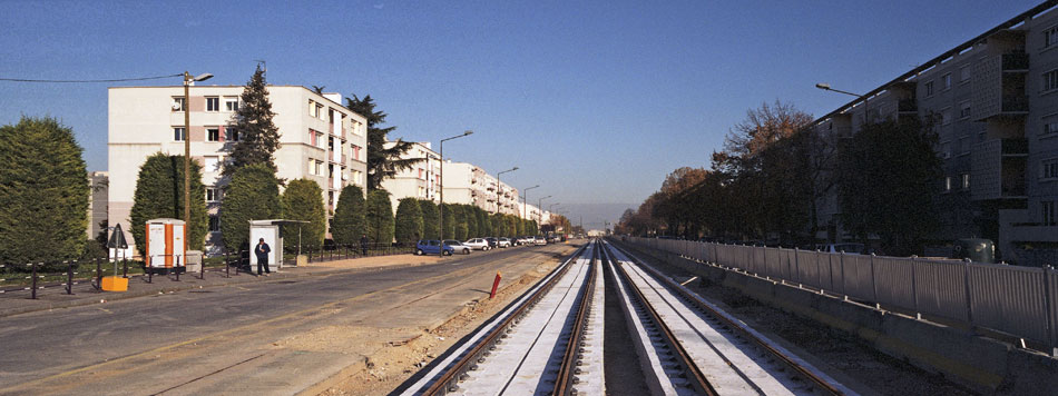 Jeudi 8 novembre 2007, le chantier du futur tramway, bd Ambroise-Croizat, à Vénissieux.