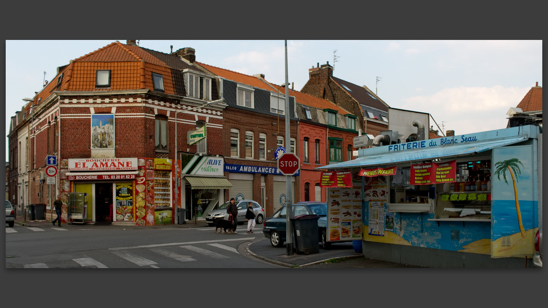 Boucherie et friterie, au Blanc Seau, rue de Mouvaux, à Tourcoing.