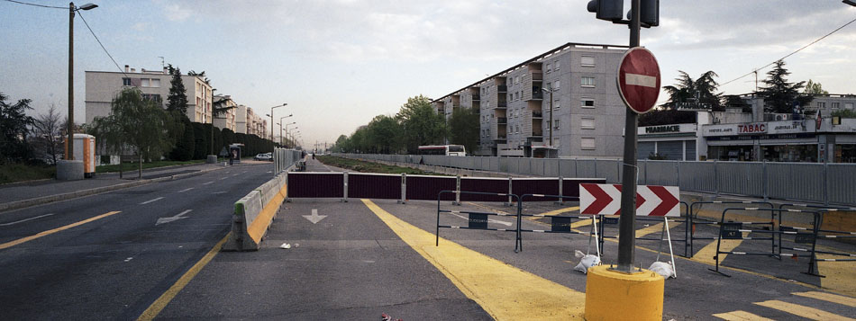 Jeudi 12 avril 2007, le chantier du futur tramway, bd Ambroise Croizat, à Vénissieux.