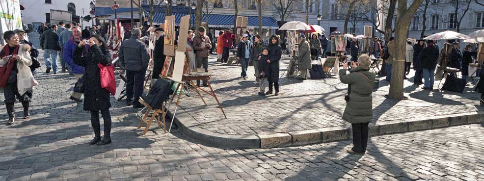 Lundi 3 mars 2008, place du Tertre, à Montmartre, Paris.