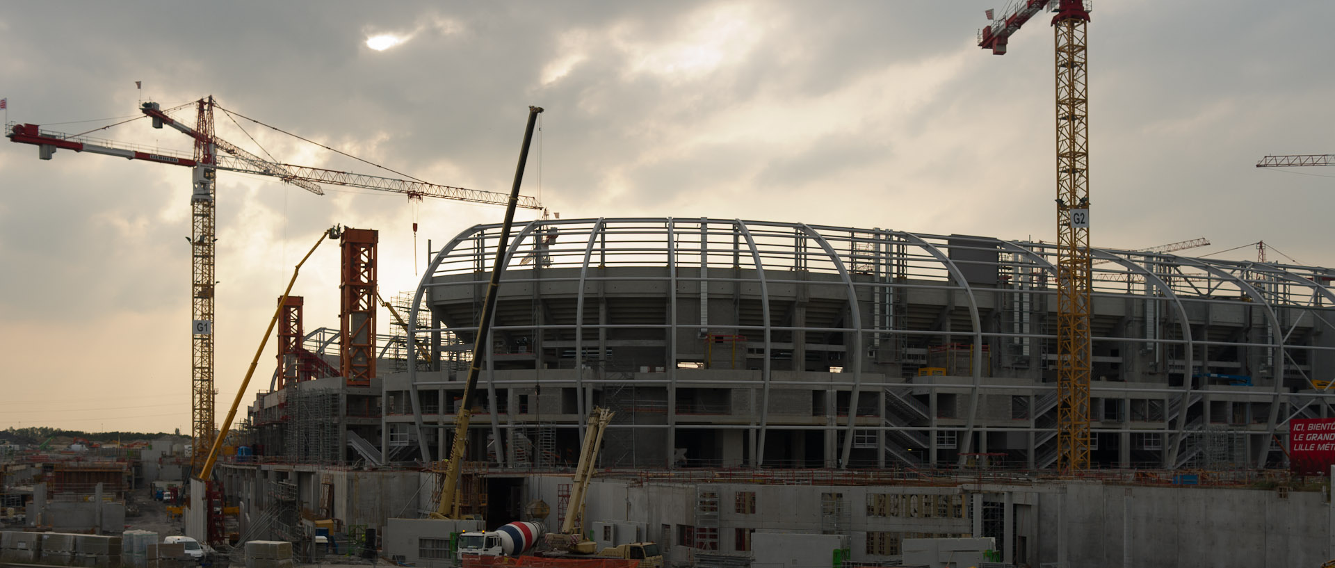 Le chantier du grand stade à Villeneuve d'Ascq.